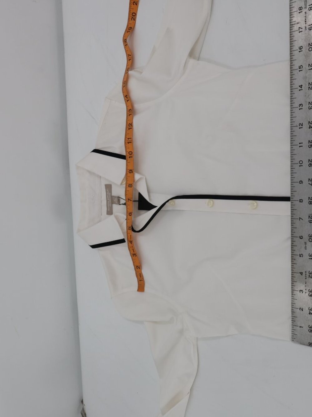 NWT Banana Republic top womens 4 Non-iron Fitted Shirt stretch white black trim - Picture 14 of 14